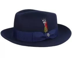 Crushable C-Crown Navy Fedora - Jaxon & James