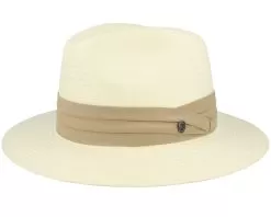 Toyo Safari Fedora With Khaki Band Ivory Straw Hat - Jaxon & James