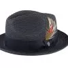 Pinch Crown Toyo Braided Trilby Black Straw Hat - Jaxon & James