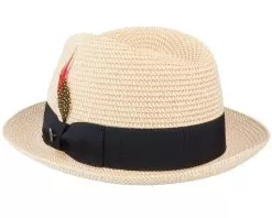 Pinch Crown Toyo Braided Natural/Black Trilby - Jaxon & James -Fashion Hat Online 5055791840996 2