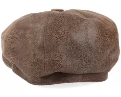 Leather Newsboy Brown Flat Cap - Jaxon & James -Fashion Hat Online 5055791897747 3