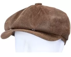 Leather Newsboy Brown Flat Cap - Jaxon & James -Fashion Hat Online 5055791897747 5