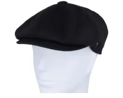 Pure Wool Harlem Newsboy Black Flat Cap - Jaxon & James -Fashion Hat Online 5056204413103 6