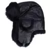 Leather Lue Rabbit Black/Black Trapper - MJM Hats