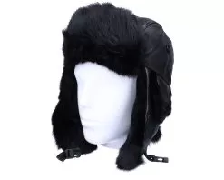 Leather Lue Rabbit Black/Black Trapper - MJM Hats -Fashion Hat Online 5704637061421 3