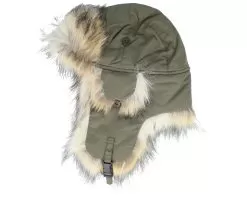Taslan/Faux Fur Army/Racoon Natural Trapper - MJM Hats