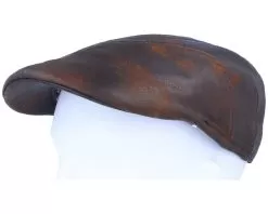 Blue Line Bruce Leather Brown Flat Cap - MJM Hats -Fashion Hat Online 5704637772037 5