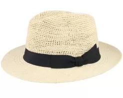 Blue Line Tom Crochet Panama Natural Straw Hat - MJM Hats