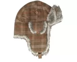 Josh Faux Fur Brown Check Trapper - MJM Hats
