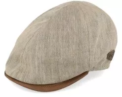 Broker Linen/Cotton Beige Flat Cap - MJM Hats