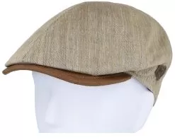 Broker Linen/Cotton Beige Flat Cap - MJM Hats -Fashion Hat Online 5704637928526 5