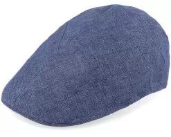 Blue Line Bruce Linen Blue Flat Cap - MJM Hats