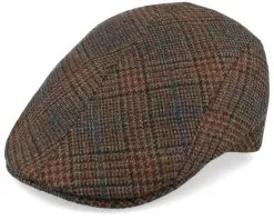 Daffy 3 32 Virgin Wool Brown Check Flat Cap - MJM Hats