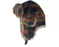 Rex Faux Fur Rust Check Trapper - MJM Hats