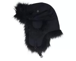 Recycled Taslan/Faux Fur Black/Black Trapper - MJM Hats