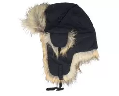 Recycled Taslan/Faux Fur Black/Natural Trapper - MJM Hats