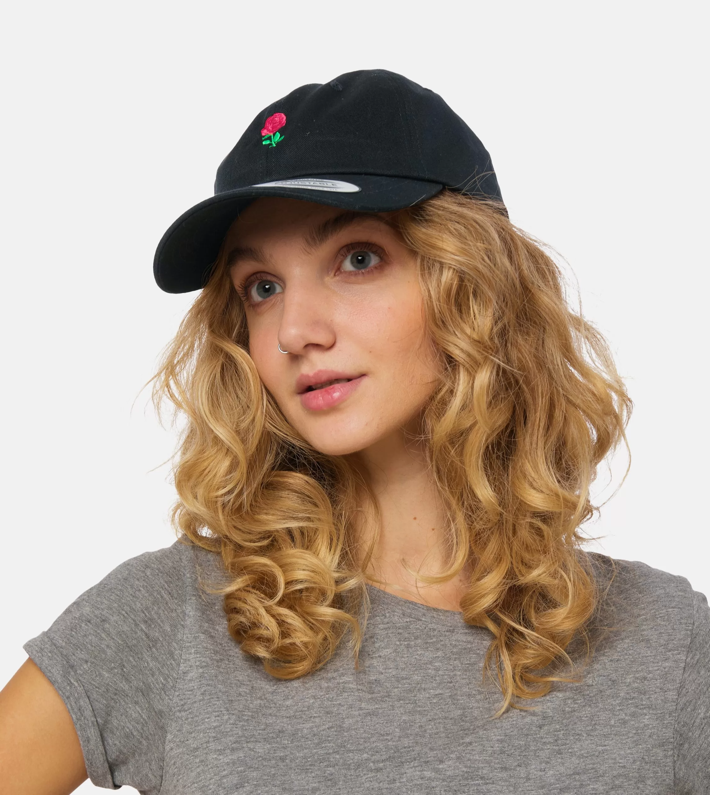 Tiny Red Rose Black Dad Cap - Iconic 6 Tiny Red Rose Black Dad Cap - Iconic - Image 6