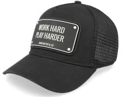 Work Hard Black Trucker - John Hatter & Co
