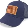 USA Twill Valin Leather Patch Navy Trucker - American Needle