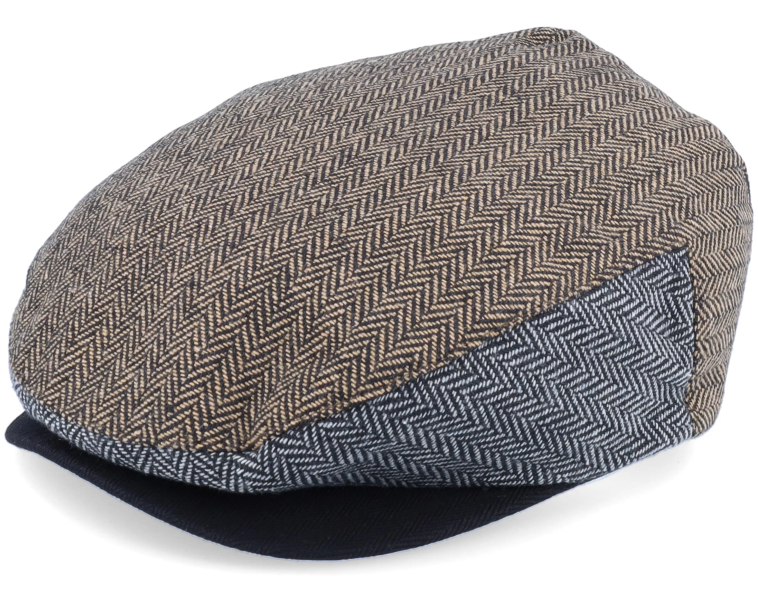 Hooligan Baggy Brown/Grey Flat Cap - Brixton 1 Hooligan Baggy Brown/Grey Flat Cap - Brixton
