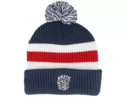 Kit Beanie Washed Navy/White/Red Pom - Brixton
