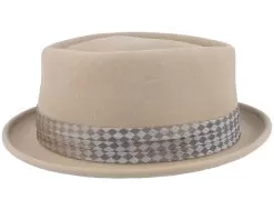 Stout Sand/Sand Check Pork Pie - Brixton -Fashion Hat Online 888588855850 3