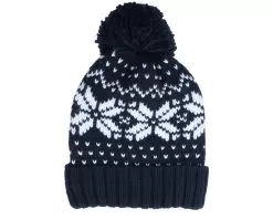 Fair Isle Snowstar® Beanie French Navy/White Pom - Beechfield