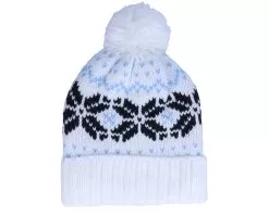 Fair Isle Snowstar® Beanie Off White/Navy/Sky Blue Pom - Beechfield