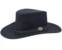 Aussie Bush Squashable Leather Black Traveler - MJM Hats