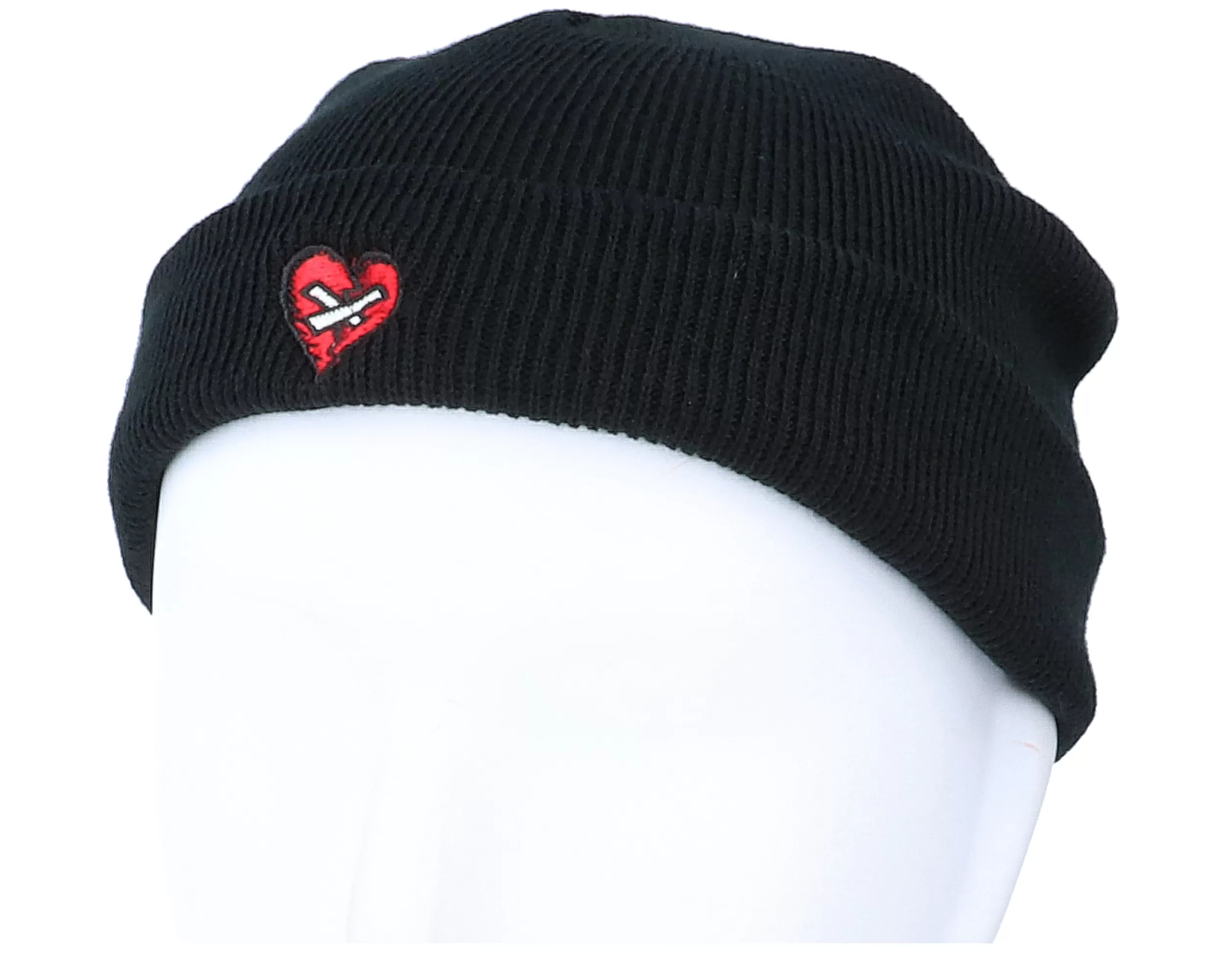Tiny Broken Mended Heart Black Short Beanie - Iconic 3 Tiny Broken Mended Heart Black Short Beanie - Iconic - Image 3