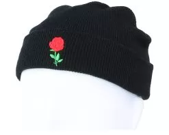 Tiny Red Rose Black Short Beanie - Iconic -Fashion Hat Online OB1002243 3