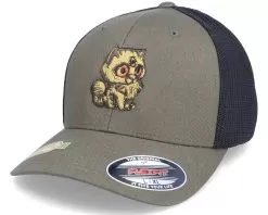 Three Eyed Kitty Olive/Black Trucker Mesh Flexfit - Iconic