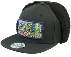 Big Perch Patch Vintage Black Ear Flap Snapback - Skillfish