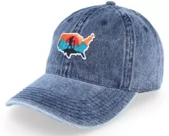 America Wanderlust Snow Washed Blue Denim Dad Cap - Wild Spirit