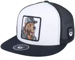 Bear Cap Man Classic White/Black A-frame Trucker - Bearded Man