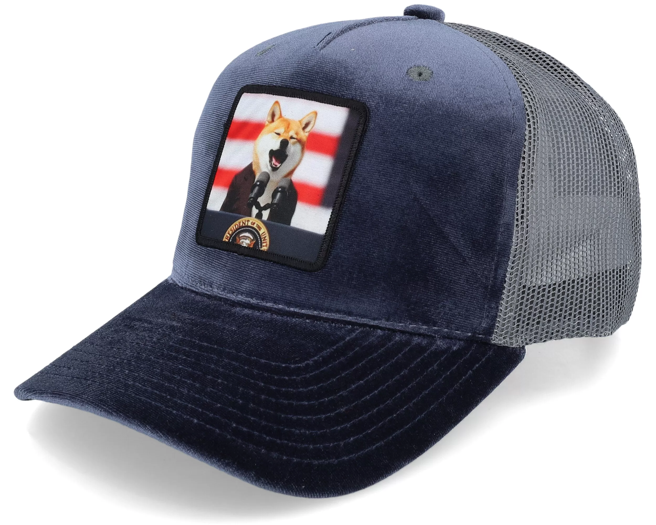 Shiba Inu For President Grey Velvet Trucker - Iconic 1 Shiba Inu For President Grey Velvet Trucker - Iconic